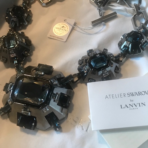 Exceptional LANVIN Atelier Swarovski XL  statement necklace W/ matching Earrings - Picture 2 of 9